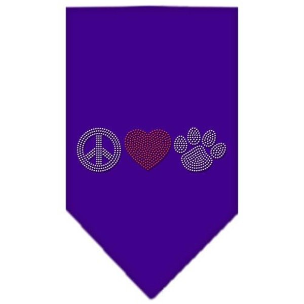 Unconditional Love Peace Love Paw Rhinestone Bandana Purple Large UN760754